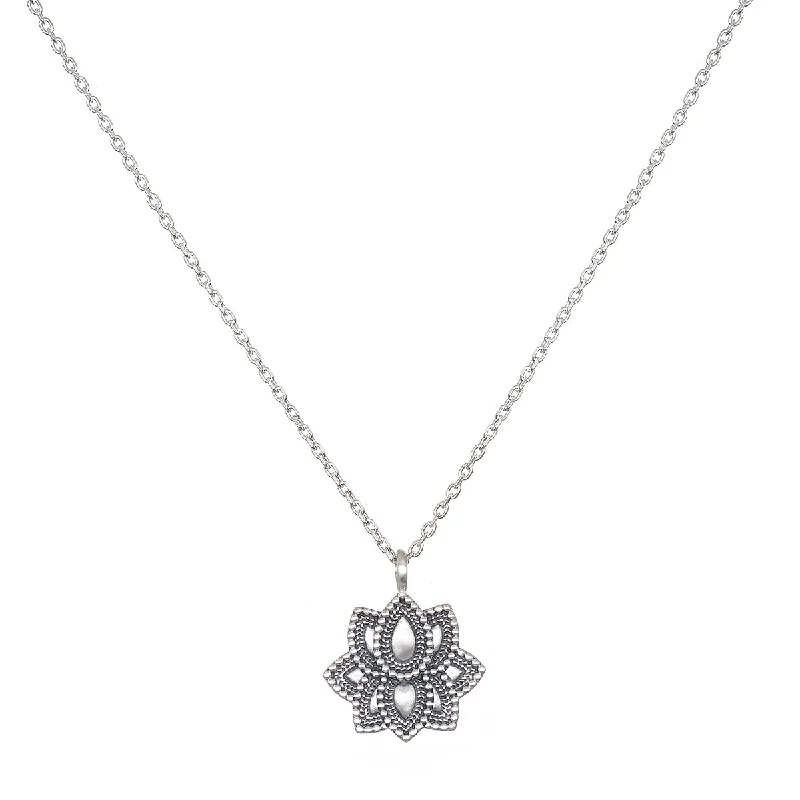 women’s charm pendant necklaces-Journey Forward Lotus Silver Necklace