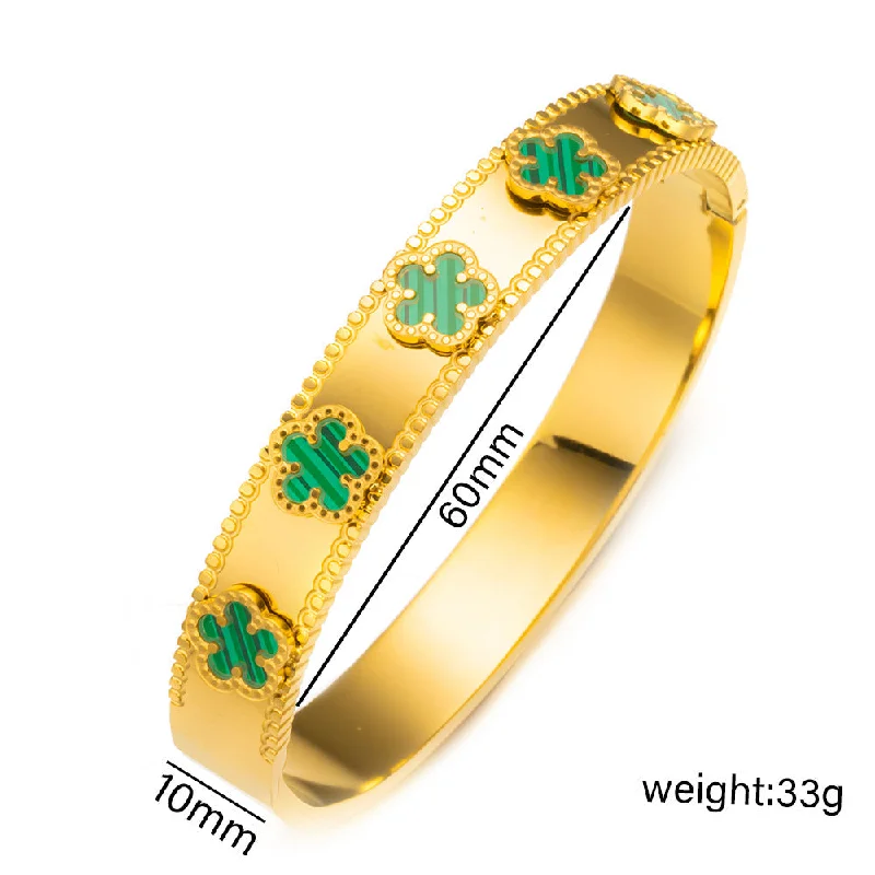 175 Golden Green Shell Five Flower Bracelet