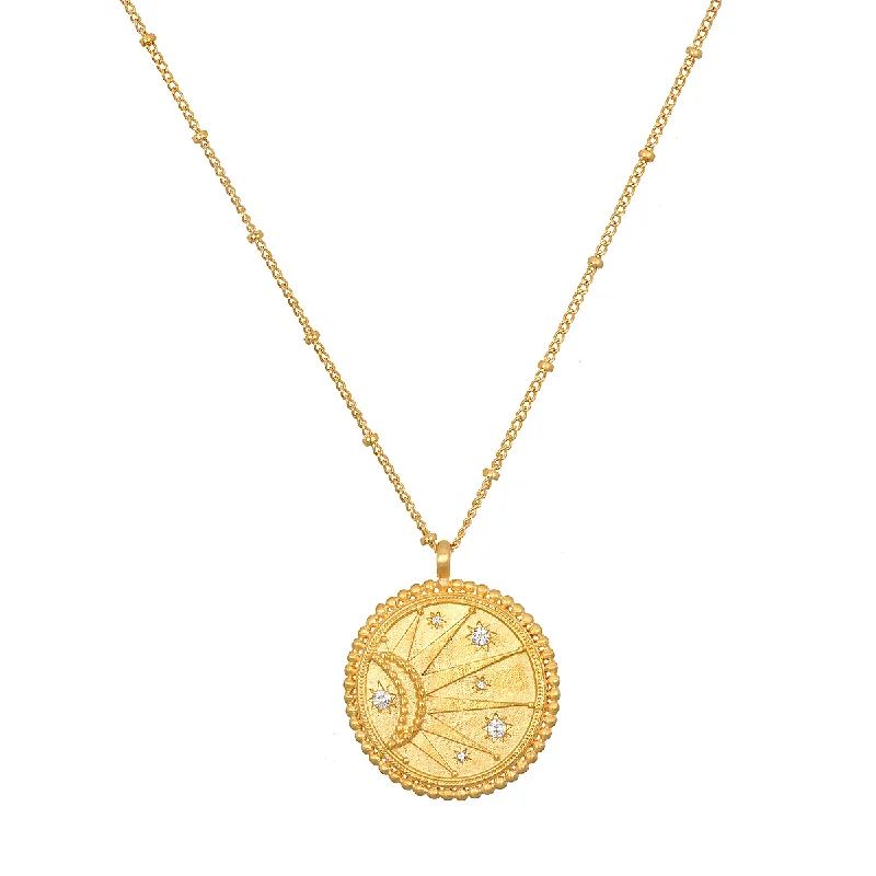 women’s fashionable necklaces-First Light Gold Medallion Necklace