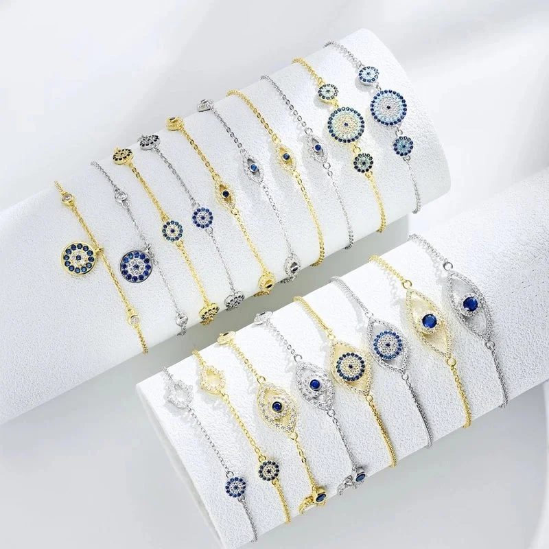 women’s bold bracelets-1 Piece Simple Style Devil's Eye Sterling Silver Inlay Zircon Bracelets