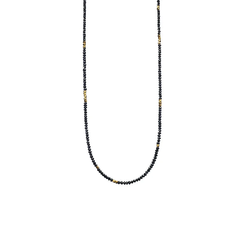 women’s gold pendant necklaces-Natural Black Diamond Bead Noir Necklace