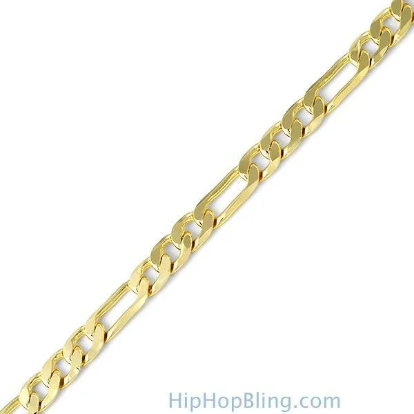 women’s bracelet sets-Figaro 6MM Gold Plated Bracelet