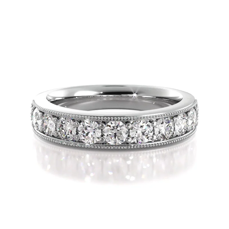 women’s personalized engagement rings-1.0 ct Round Diamond Milgrain Accent Wedding Band