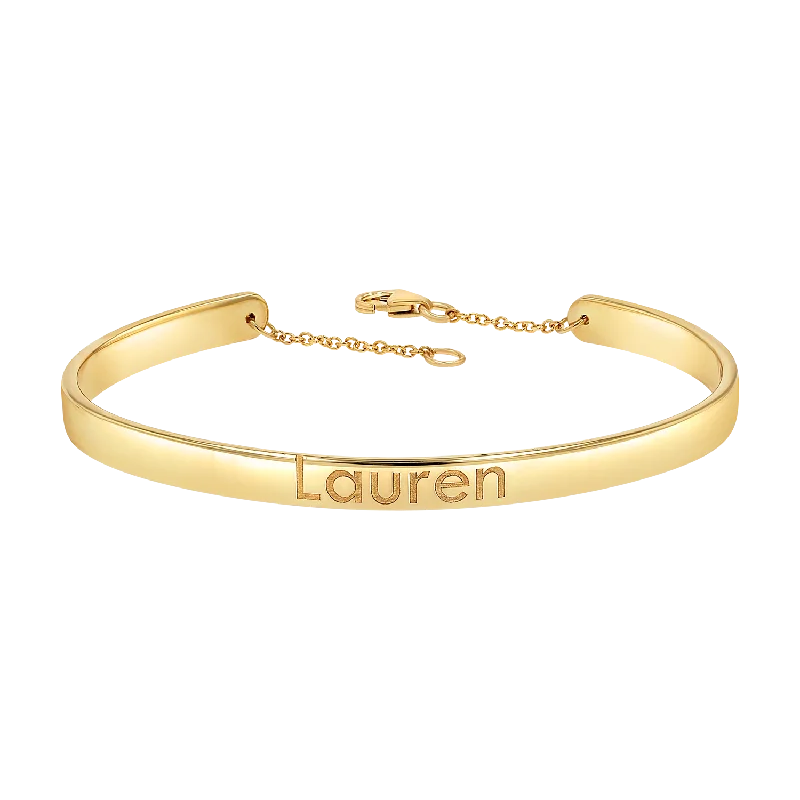 women’s engraved silver bangles-Signature Engravable Cuff ID Bracelet