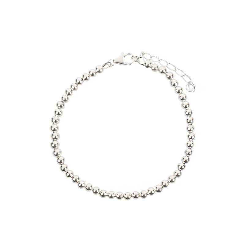 women’s pearl bangles-4 mm Ball 925 Sterling Silver Bracelet