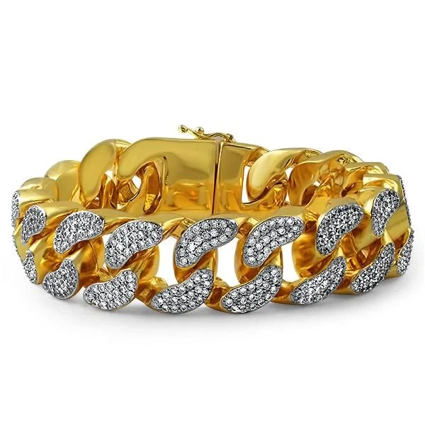 women’s engraved charm bracelets-22MM Thick Bling Bling CZ Cuban Gold Bracelet