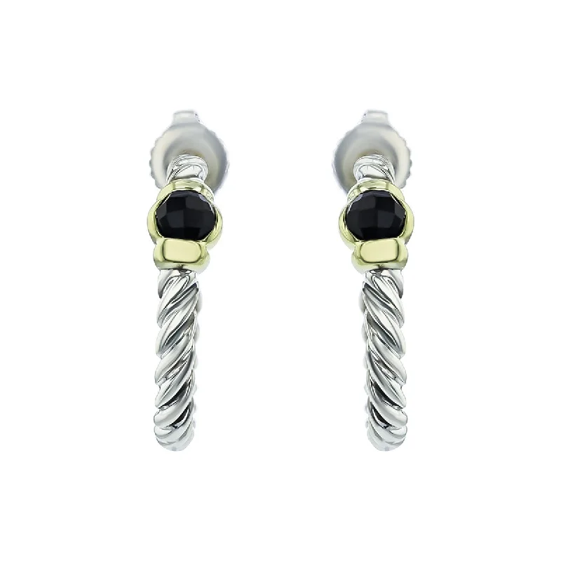 women’s crystal earrings-David Yurman Hoop Earrings with Black Onyx