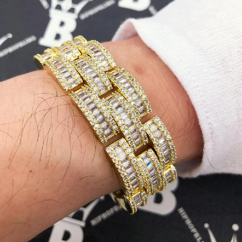 women’s luxury charm bracelets-Baguette Jubilee VVS Iced Out Hip Hop Bracelet