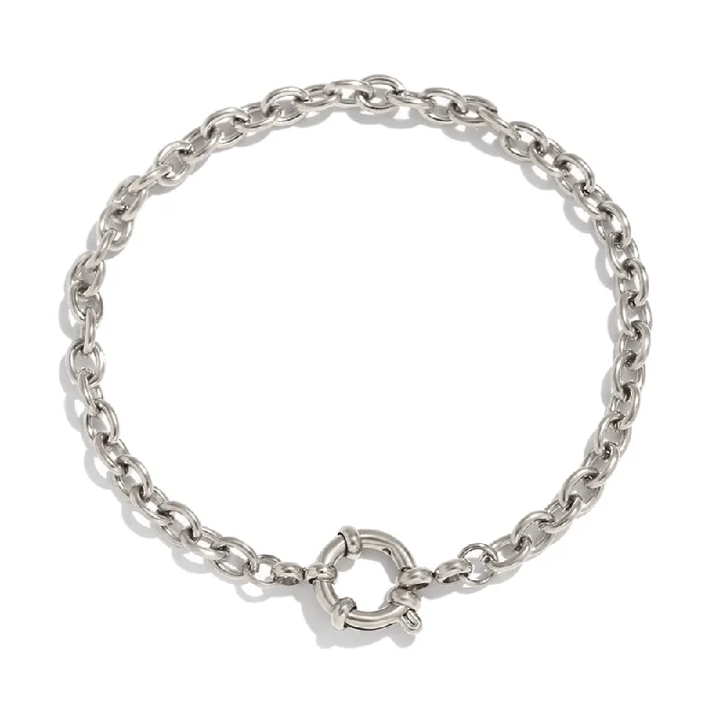 Slingshot buckle O-shaped chain bracelet 17cm - steel color