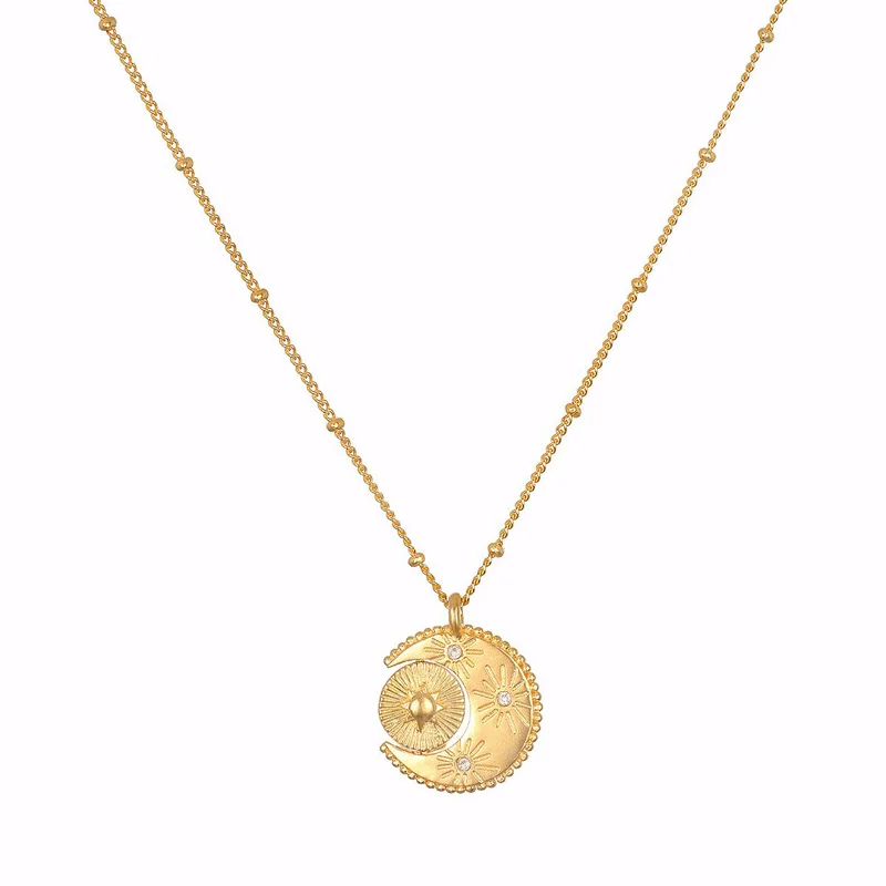 women’s elegant gold necklaces-Sacred Realm Spinning Pendant Celestial Necklace