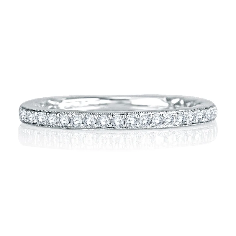 women’s luxury solitaire engagement rings-A.Jaffe Signature Milgrain Diamond Quilted Wedding Band MRS739Q/17