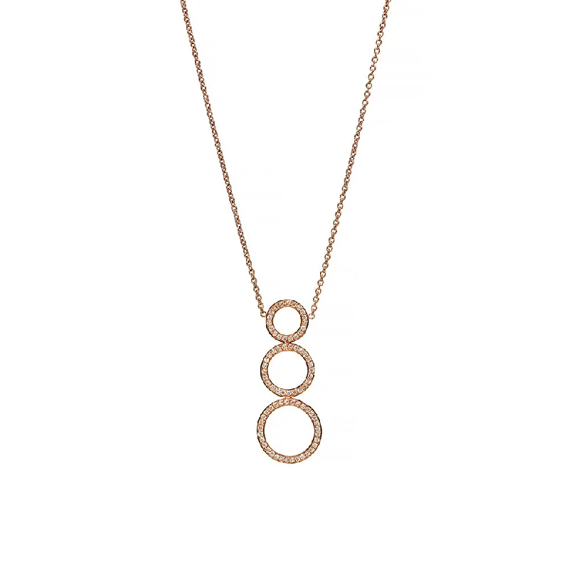 women’s sophisticated necklaces-18 Karat Rose Gold 3 Circle Diamond Necklace