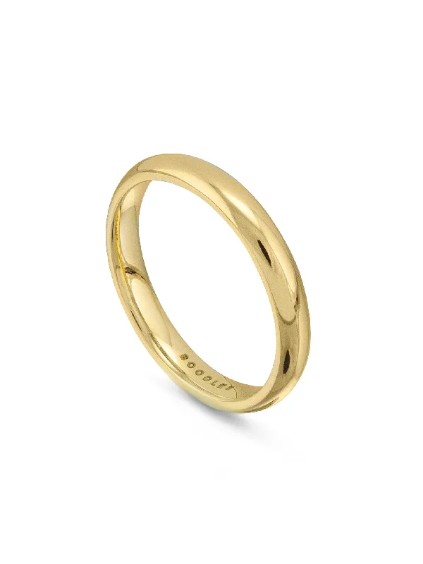 women’s pear-shaped engagement rings-Classic Court Shaped Yellow Gold Wedding Band