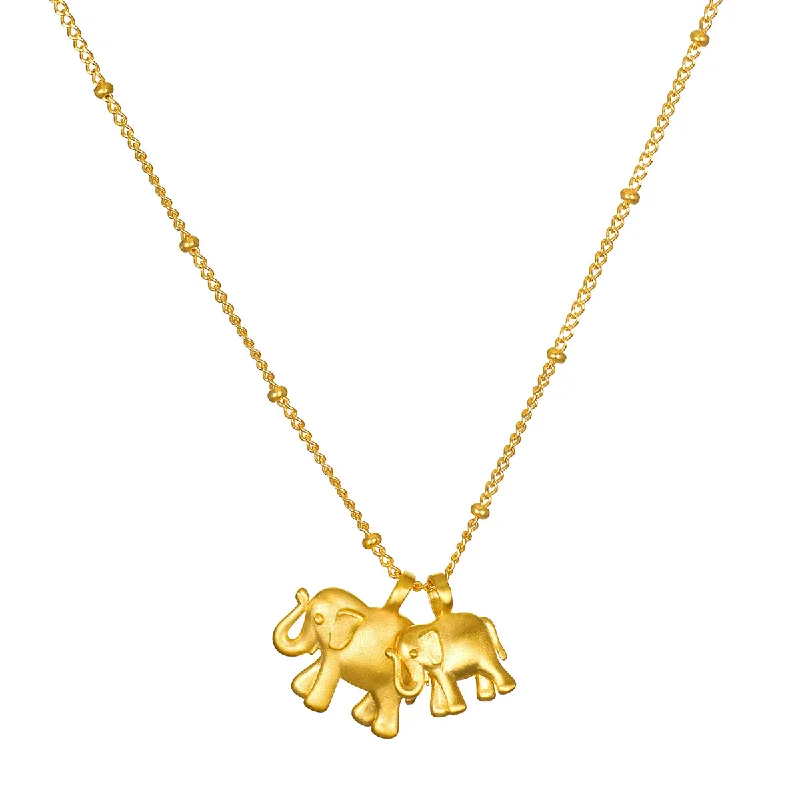 women’s birthstone necklaces-Elephant Love Gold Necklace