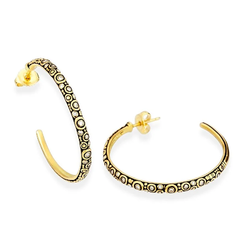 women’s boho earrings-Gold Little Windows Hoop Earrings