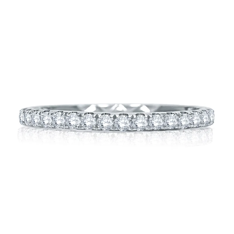 women’s white gold engagement rings with diamonds-A.Jaffe Statement Pavé Diamond Quilted Wedding Band MR1865Q/34