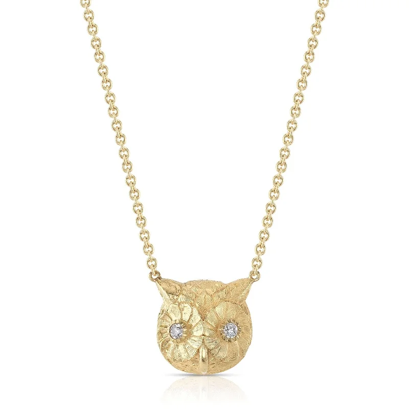 women’s diamond choker necklaces-OWL PENDANT NECKLACE