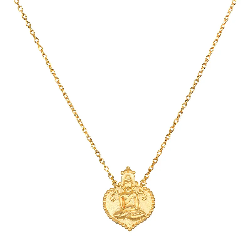 women’s anniversary pendant necklaces-Peaceful Buddha Gold Necklace