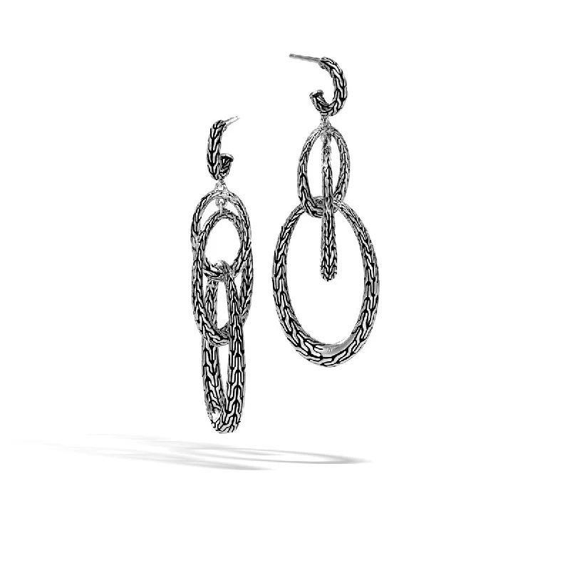 women’s silver hoop earrings-Classic Chain Silver Drop Earrings