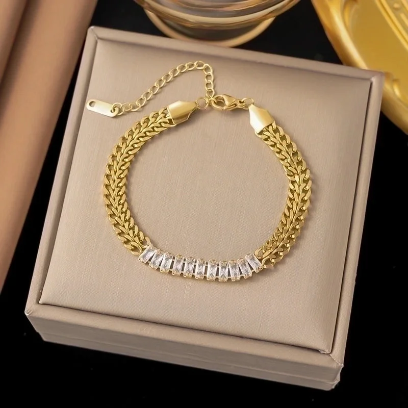 [Sle30] White Diamond Bracelet Gold