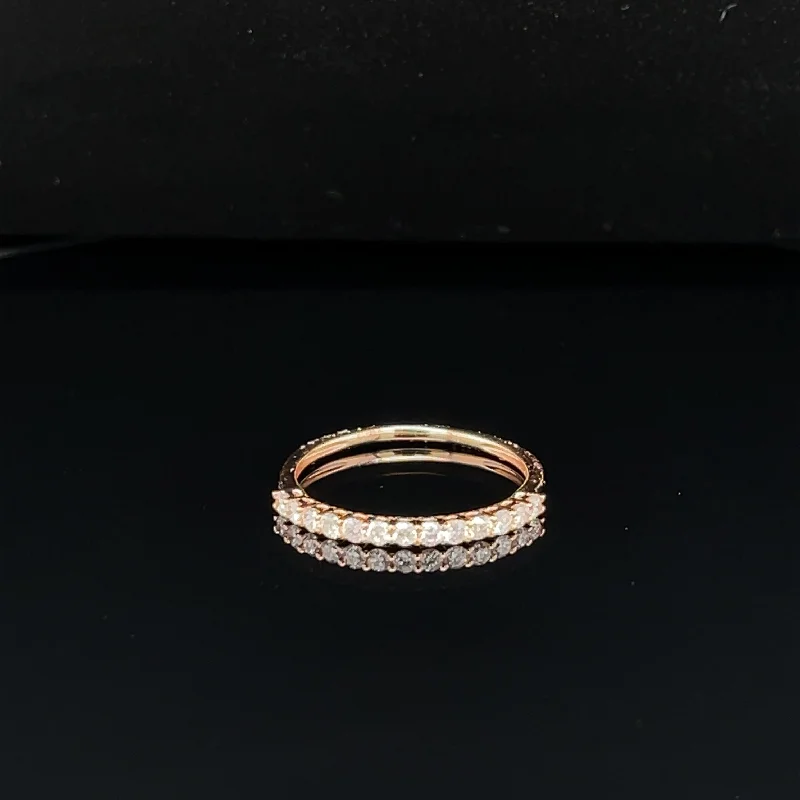 women’s engagement rings with heart shape-¼ Eternity Round Diamond Stacking Wedding Band in 18k Rose Gold - (#227 - HRDIA004770)