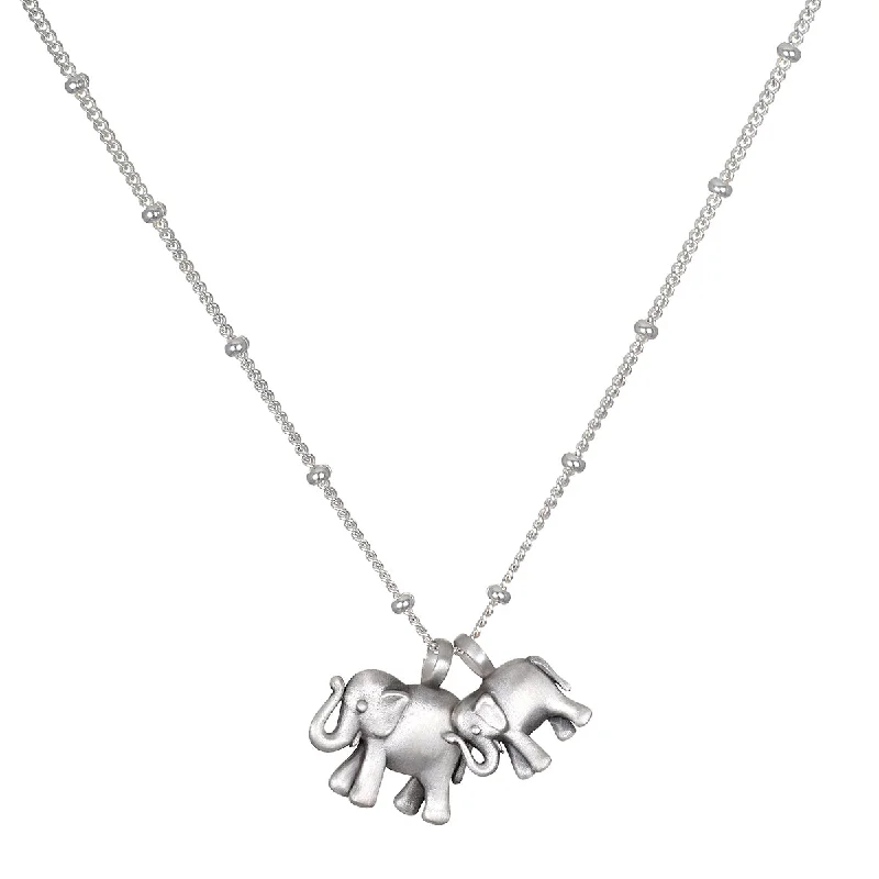 women’s classic necklaces-Elephant Love Silver Necklace