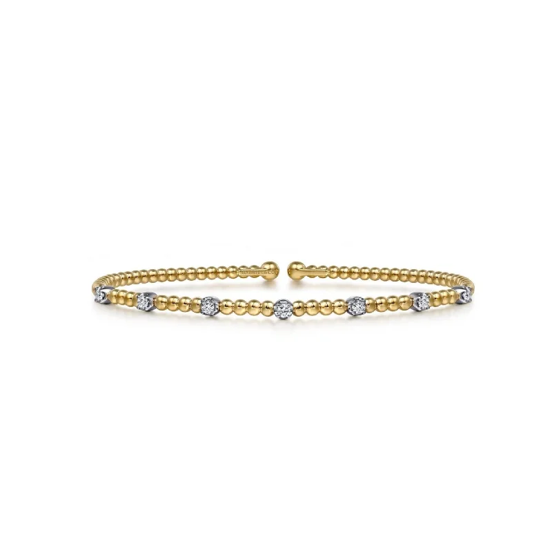 women’s colorful bracelets-Gabriel & Co. Two-Tone 'Bujukan' Diamond Station Cuff Bracelet