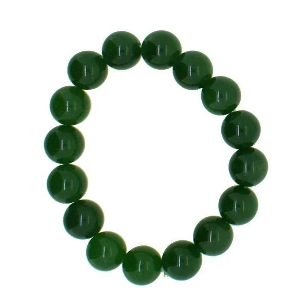 women’s adjustable bracelets-Natural Jade 12MM Polished Asian Bracelet