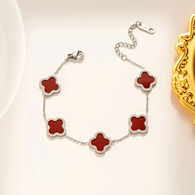 913 Silver Red Shell Bracelet