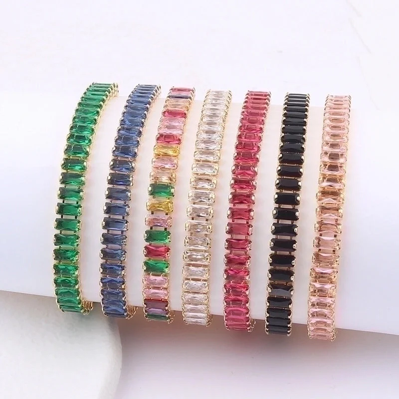 women’s pearl bangles-Fashion Geometric Copper Inlay Zircon Bracelets