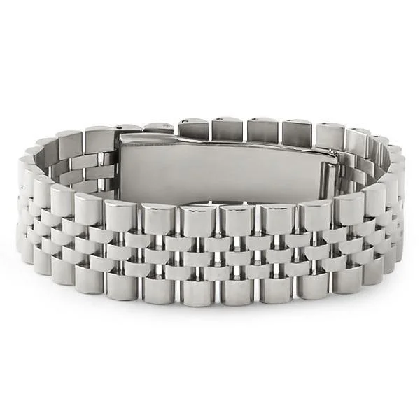 women’s leather bracelets-Stainless Steel Jubilee Polished Hip Hop Bracelet