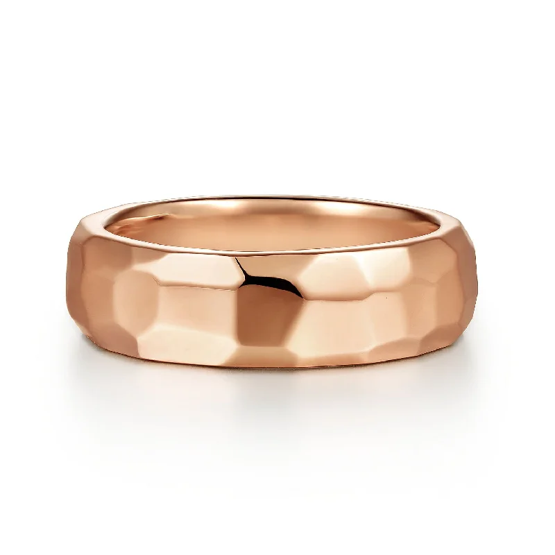 women’s engagement rings with a platinum band-14K Rose Gold 7mm Mens Wedding Band in High Polished Finish