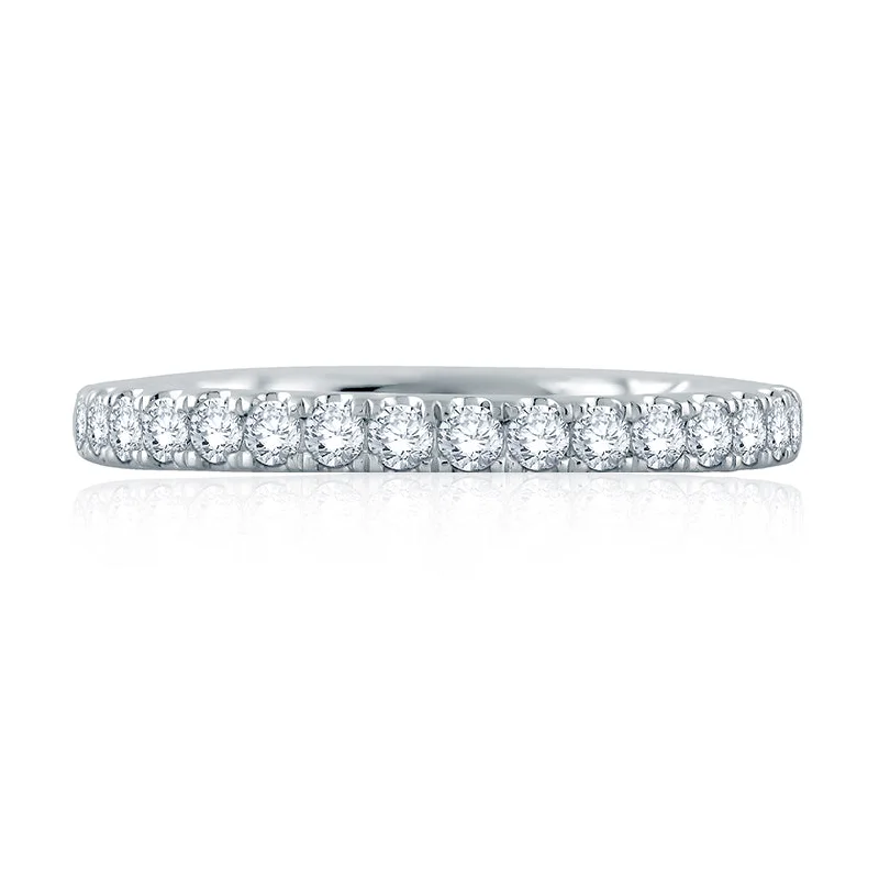 women’s solitaire diamond engagement rings-A.Jaffe French Pavé Set Diamond Quilted Wedding Band MR2165Q/40