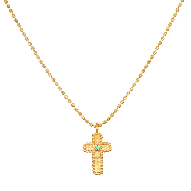 women’s statement necklaces-Centered in Faith Cross Gold Necklace