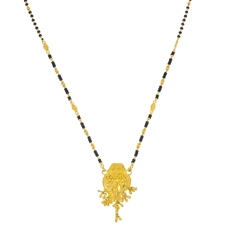 women’s modern pendant necklaces-22K Yellow Gold Mangalsutra Necklace W/ Abstract Pendant