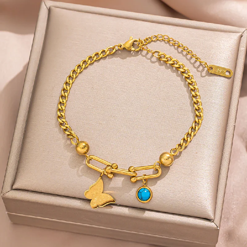 715 turquoise butterfly gold bracelet