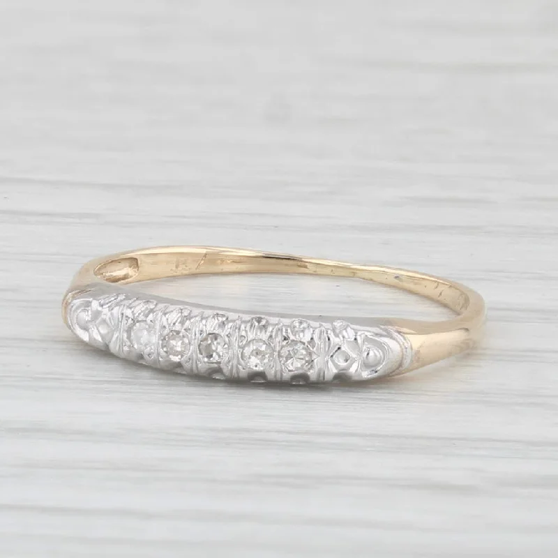 women’s heirloom engagement rings-Vintage Diamond Wedding Band 14k Yellow Gold Size 5 Stackable Ring