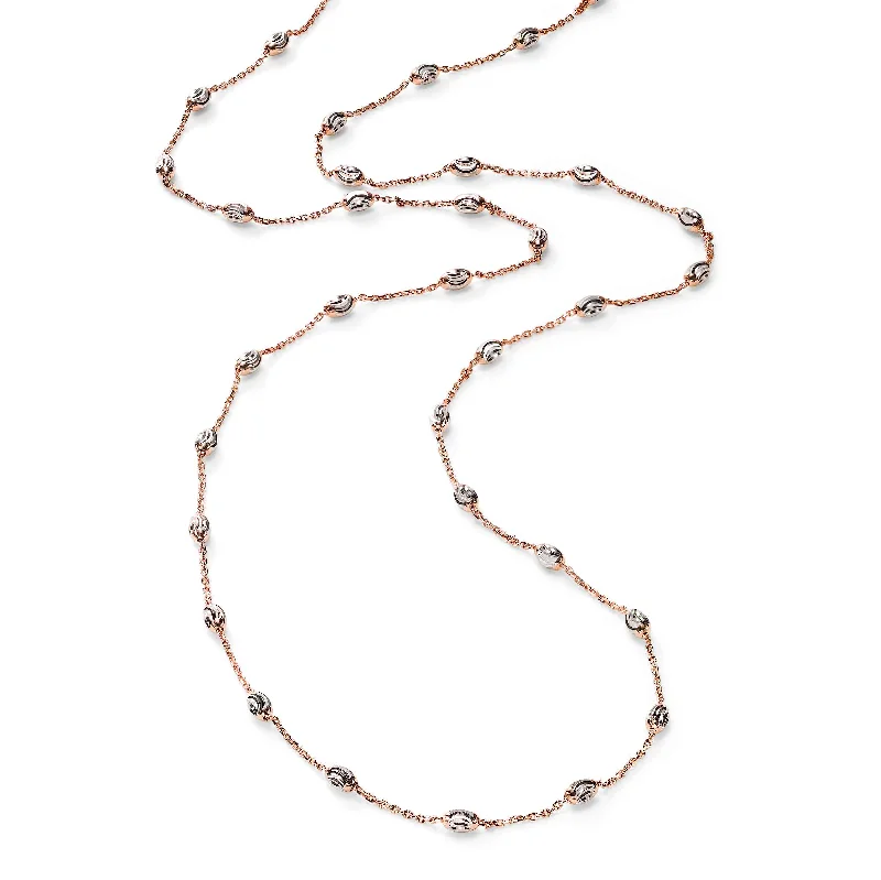 women’s charm pendant necklaces-Moon Bead Necklace, Sterling with 18K Rose Gold Plating