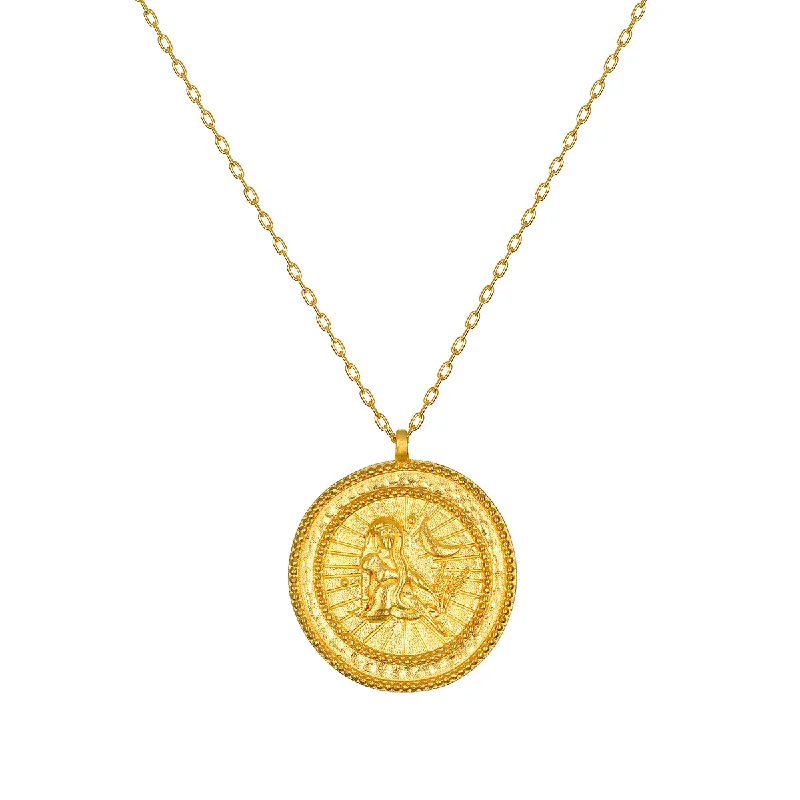 women’s fashionable necklaces-Virgo Gold Zodiac Coin Necklace