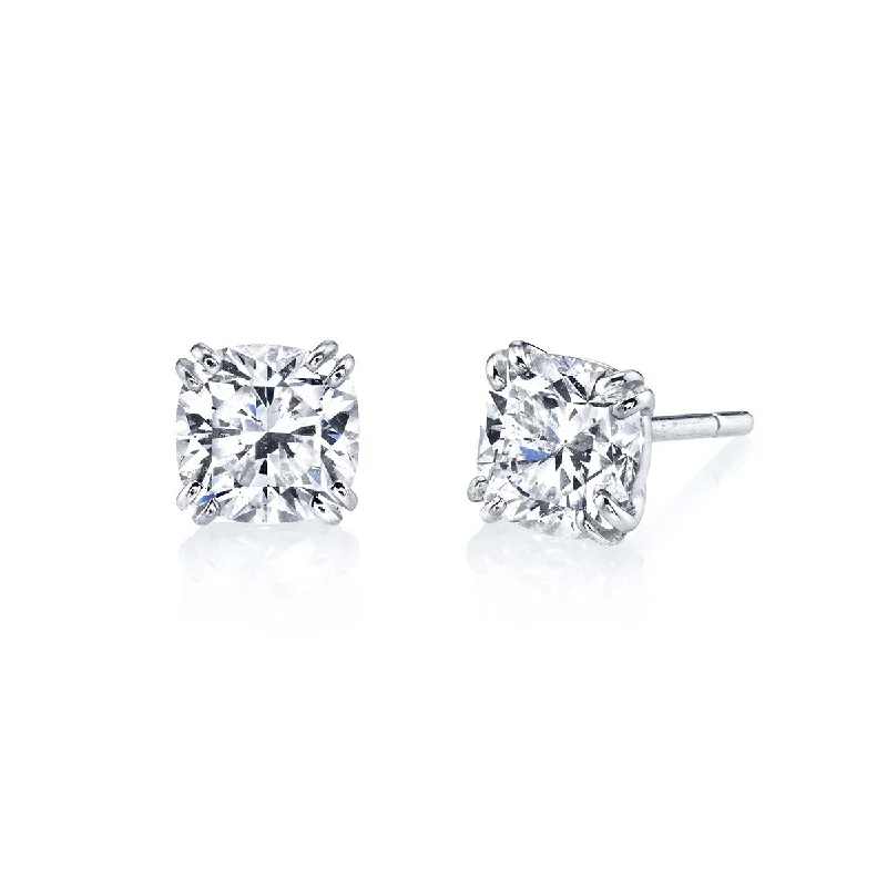 women’s dangling earrings-Classico Cushion Diamond Designer Stud Earrings