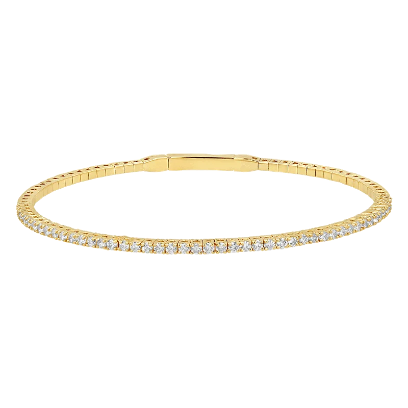 women’s sterling silver bracelets-Flexible Diamond Tennis Bangle Bracelet