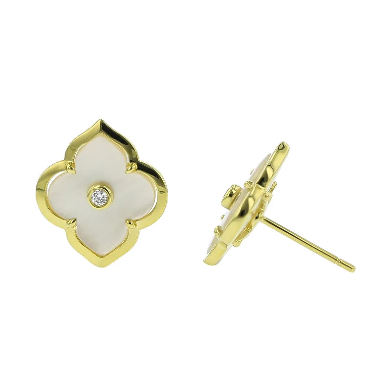 women’s matching earrings-Gold and Diamond Les Fleurs Stud Earrings