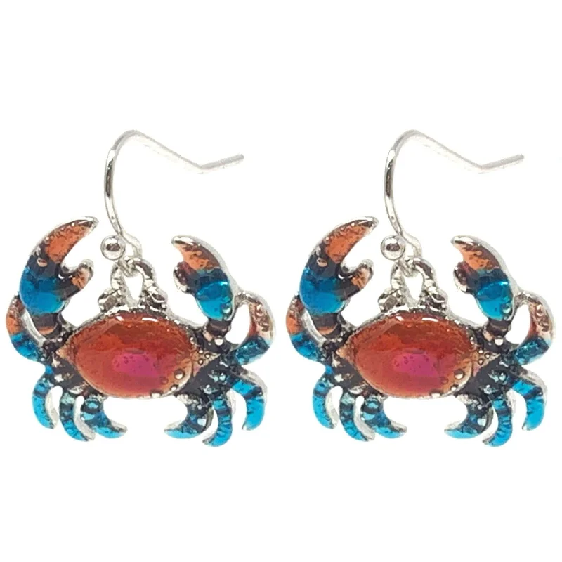 women’s romantic earrings-Blue Crab Earrings