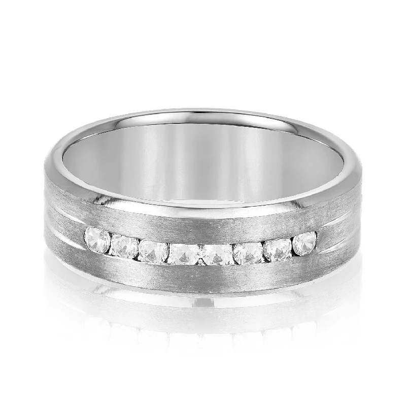 women’s engagement rings with a platinum band-Men's Channel Set Diamond Wedding Band