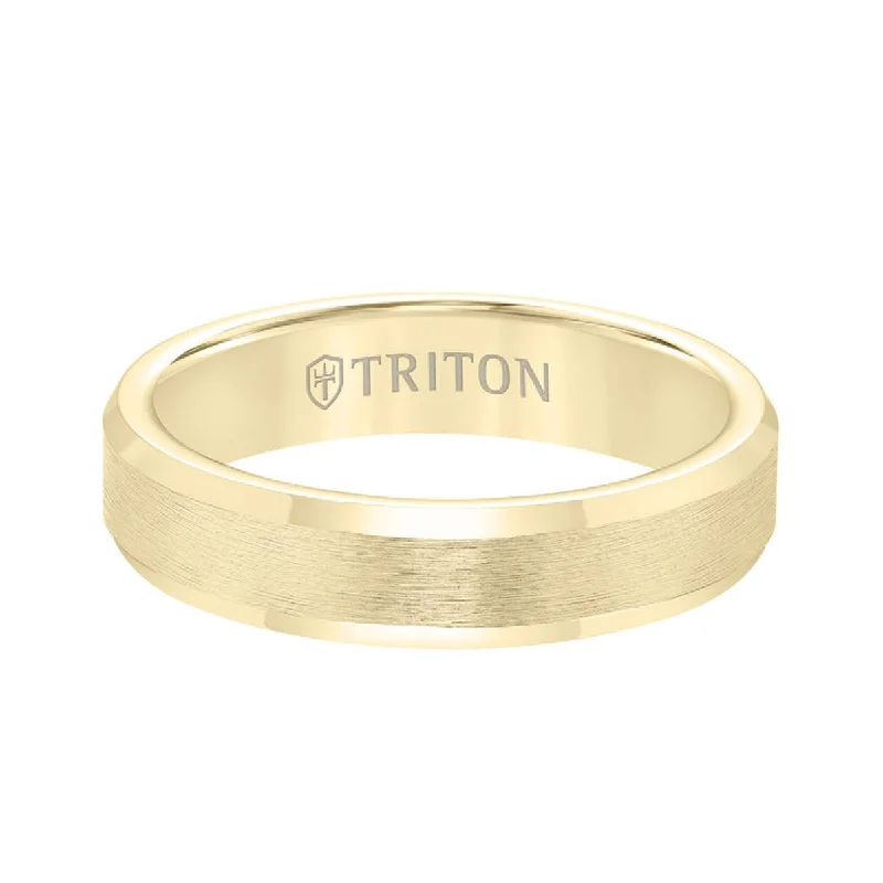 women’s engagement rings with heart shape-Triton 5MM Yellow Tungsten Wedding Band. Size 10