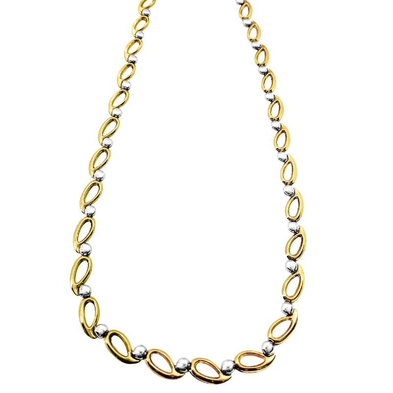 women’s zodiac necklaces-9 kt White and Yellow Gold Loops Necklace