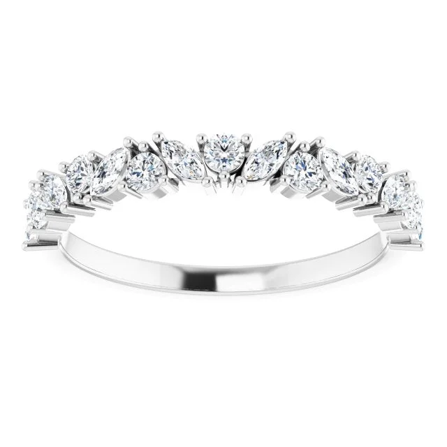 women’s black diamond engagement rings-0.50 ct. Prong Set Marquise And Round Diamond Wedding Band