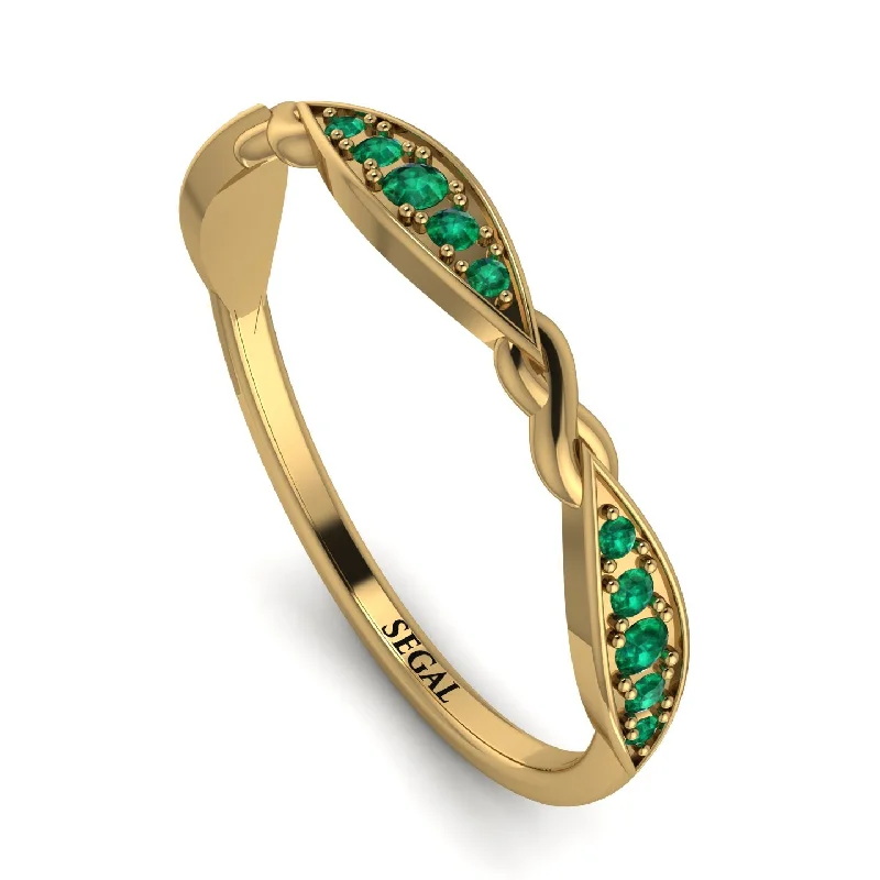 women’s rose gold engagement rings with diamonds-Vintage Emerald Wedding Band - Laila No. 4