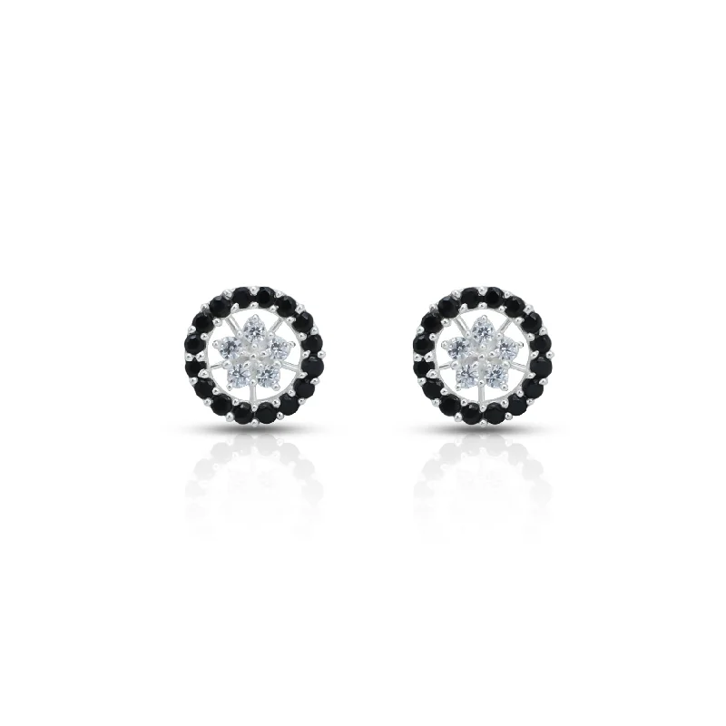 women’s adjustable earrings-Pearl Of Black Silver Stud Earrings