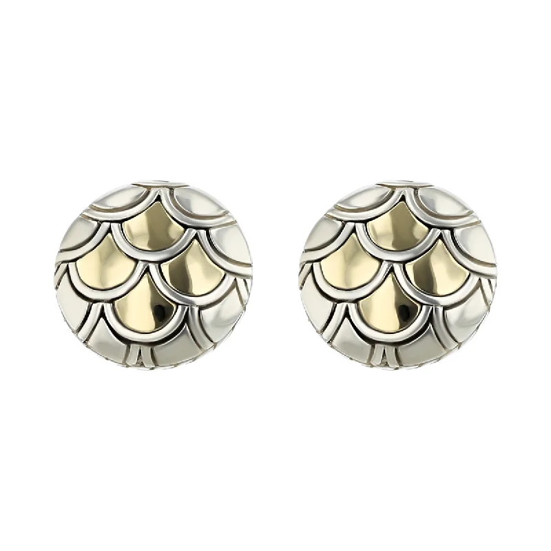 women’s elegant diamond earrings-John Hardy Silver and 18K Naga Button Earrings